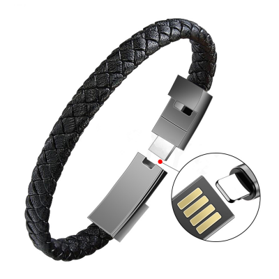 New Data Magnetic Micro Usb Cable Type-C Extension Fast Speed Phone Charging Braided Leather Bracelet